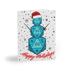Dungeons and Dragons Frohe Weihnachten Schneemann Karte - DIGITAL DOWNLOAD - Printable Weihnachtskarte für Freunde und Familie - D20 Süße Karte