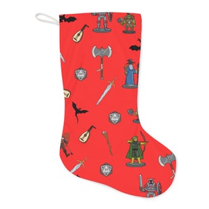 Dungeons and Dragons Christmas Holiday Santa Stocking | DND Holiday Sock for Dungeon Master or Player | Stocking Stuffer with DND Classes
