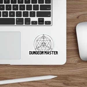 Dungeon Master D20 Die-Cut Sticker | DND Stickie Laptop Decal Gift or DM | RPG Game Gm sticker