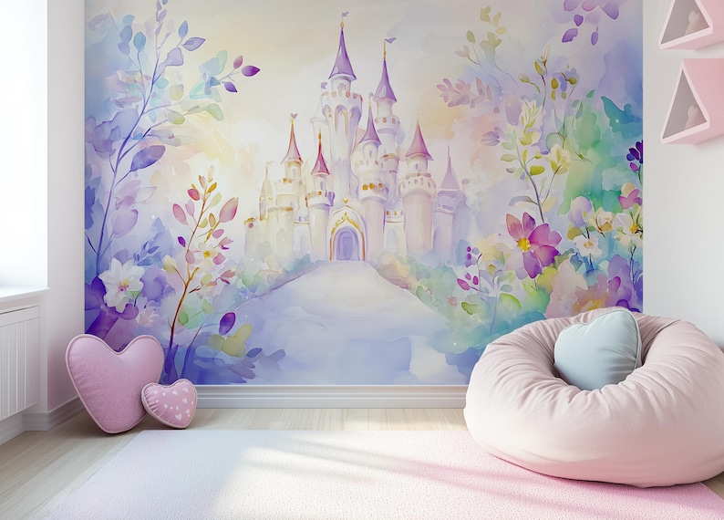 Wonderland Castle Mural- Nursery Wallpaper | Children's Wall Art ...