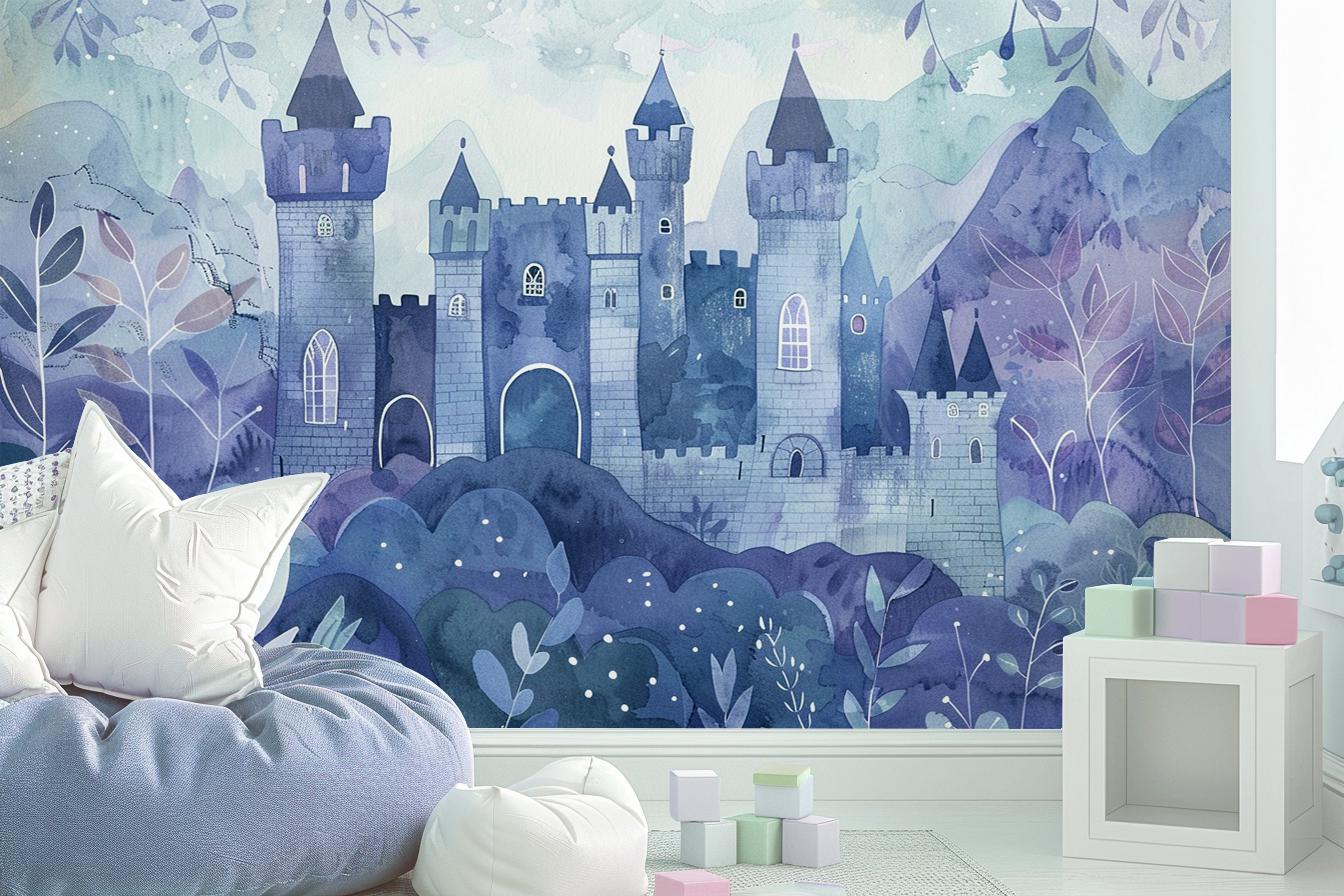 Castle Fortress Wallpaper- Nursery Wallpaper | Children's Wall Art | Illustrated Mural