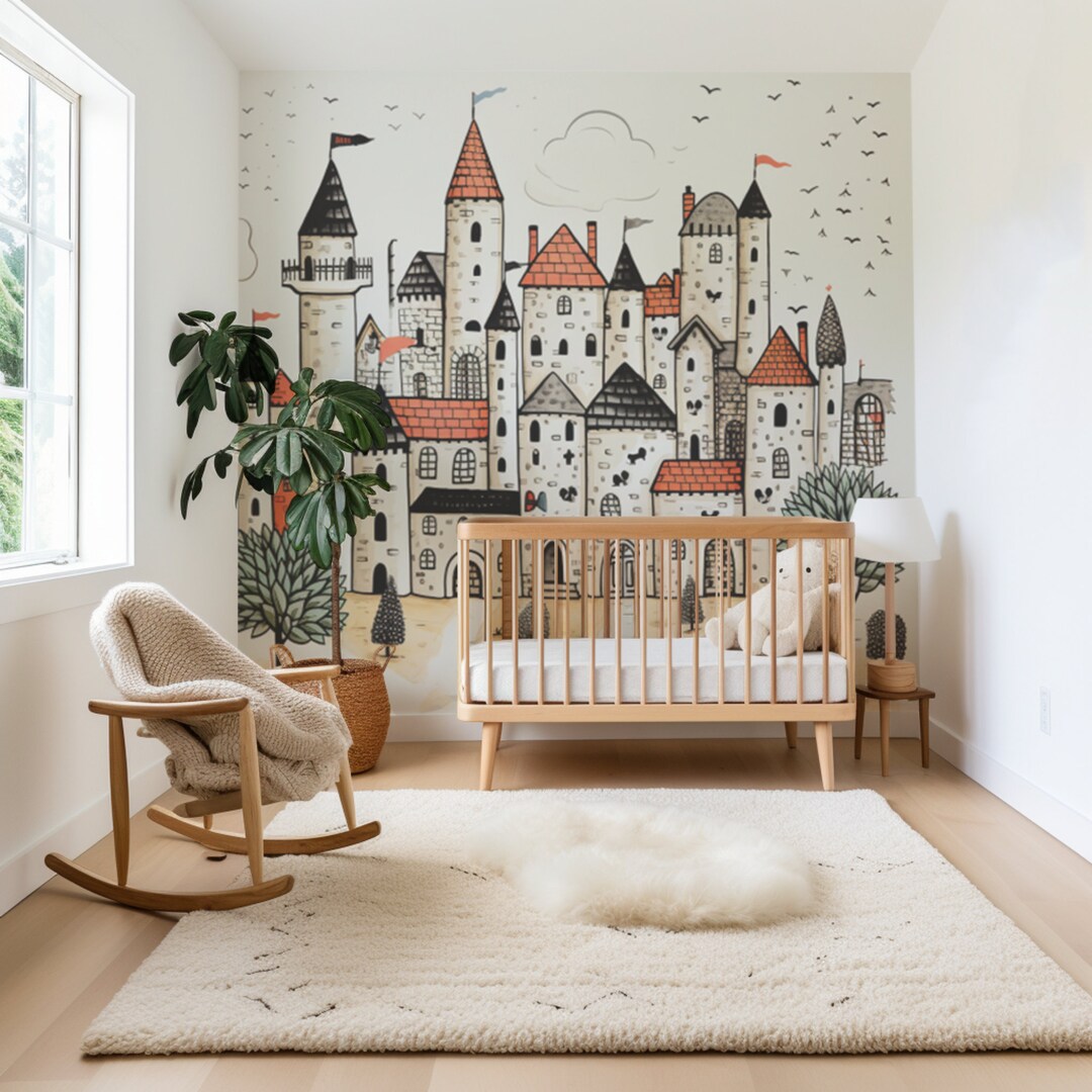Medieval Castle Wallpaper- Nursery Castle Wallpaper | Children's Wall ...