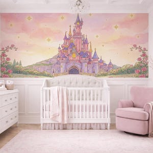Sleeping Rose Castle Nursery Wall Mural – Fairytale Wallpaper for Baby ...