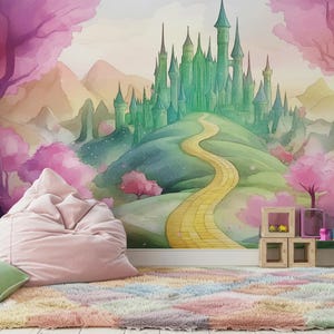 Murale del Castello di Wicked of Oz - Carta da parati per cameretta dei bambini / Arte murale per bambini / Murale illustrato
