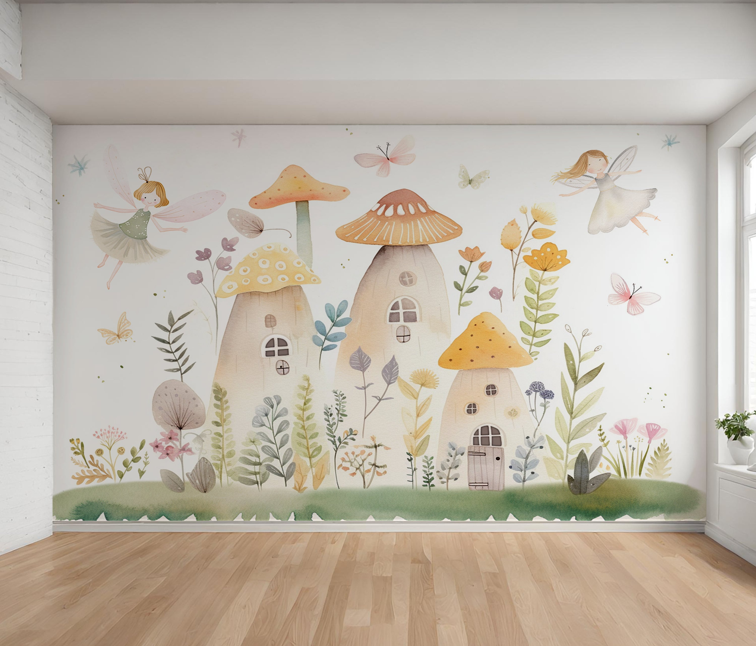 Enchanted Fairy Mushroom Garden Mural - Nursery Wallpaper | Children's ...