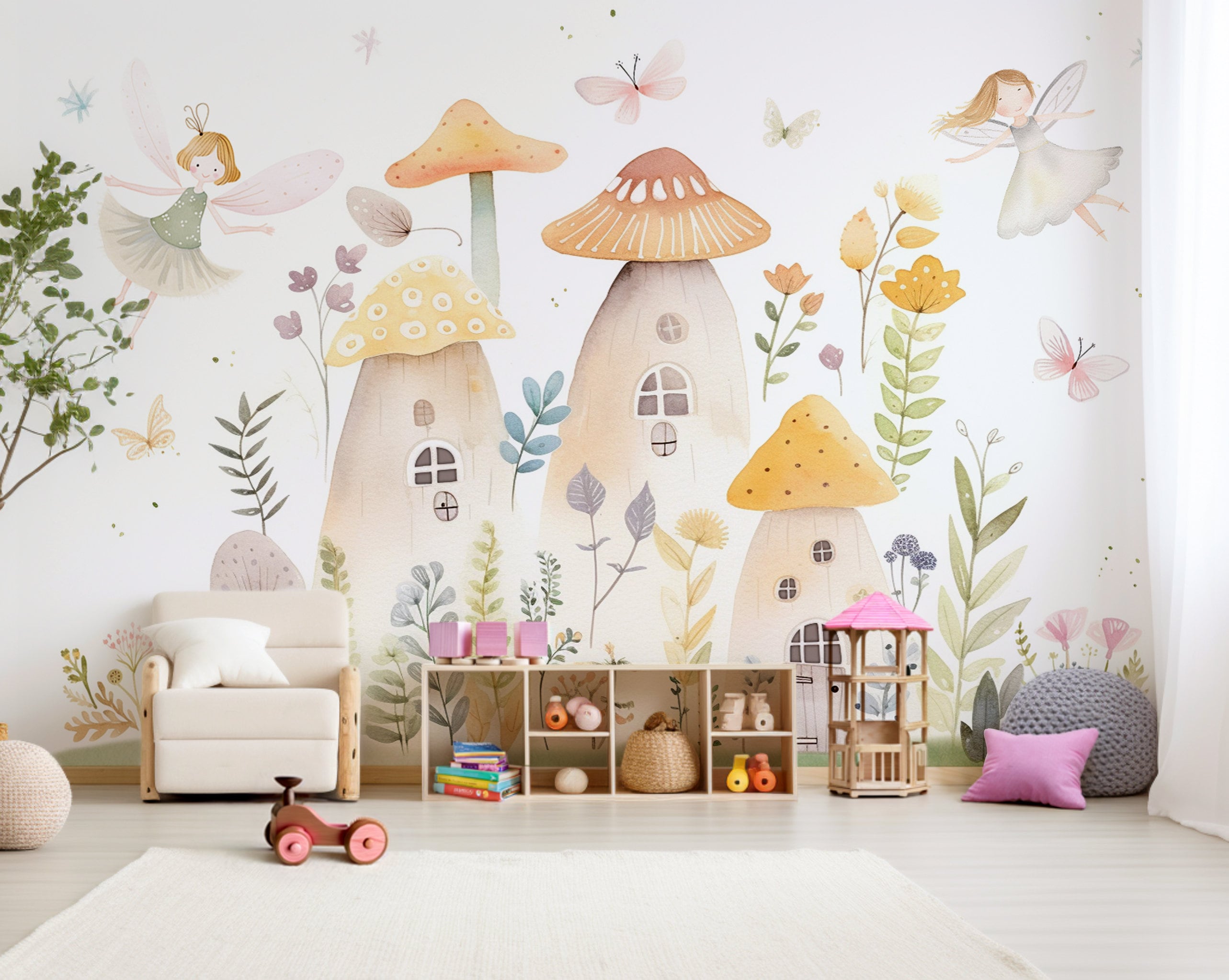 Enchanted Fairy Mushroom Garden Mural - Nursery Wallpaper | Children's ...