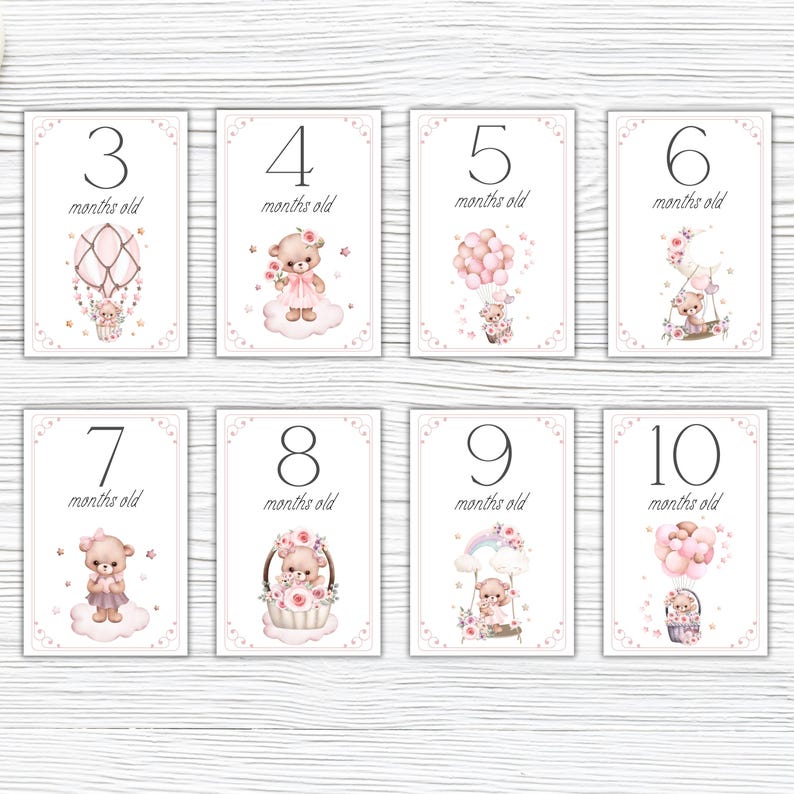 Baby Girl Milestone Card Baby Month Cards Monthly Milestone Cards New ...