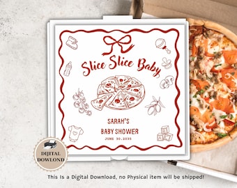 Slice Slice Baby pizza box Shower Personalised PIZZA Box baby shower Custom pizza box  Graze Box for Pizza