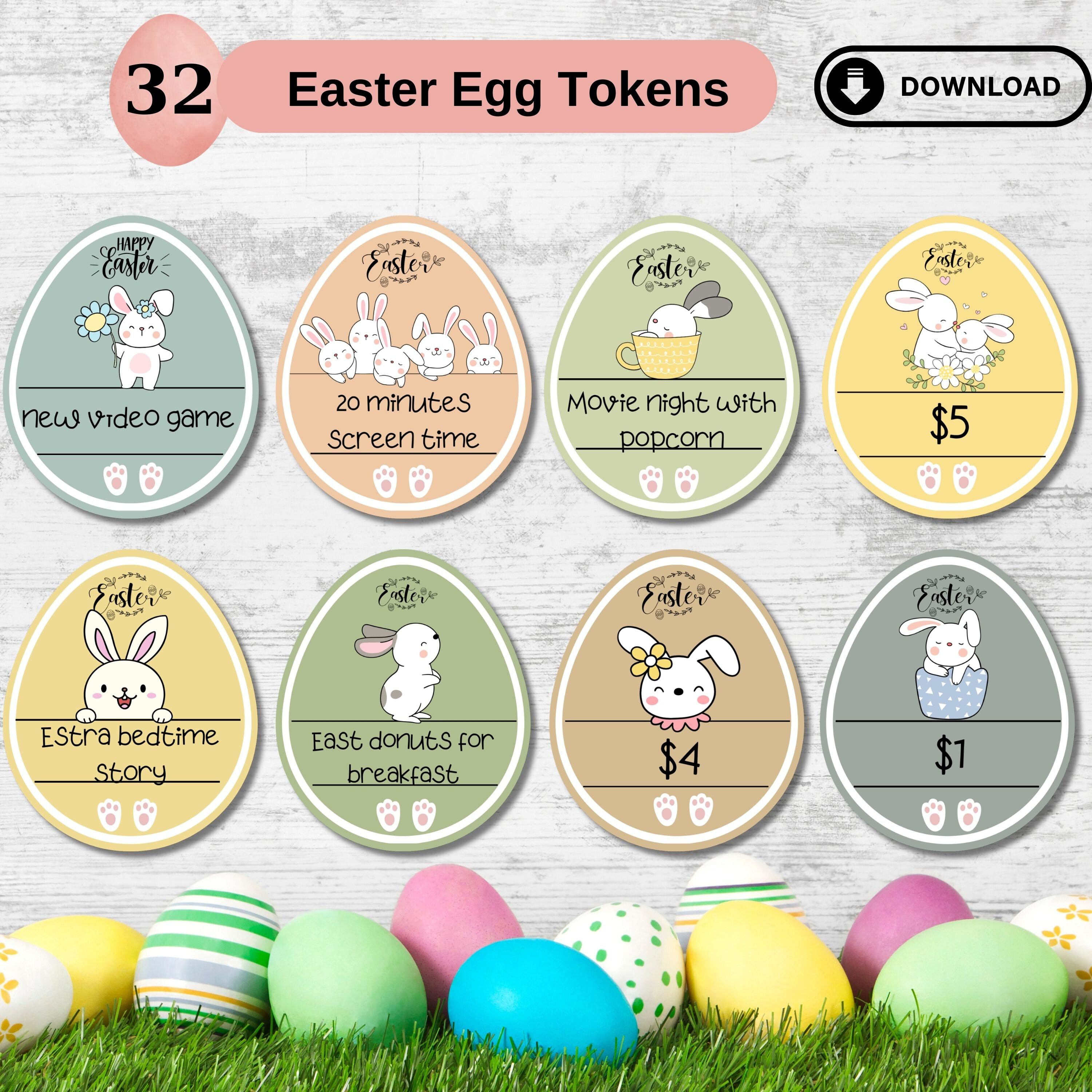 DIY Blank Reward Tokens Easter Coin Crypto 24-Piece Wooden Easter Egg  Tokens - Bunny Shaped Reward Coins With Engraved Sayings Family Reward  System Easter Tokens