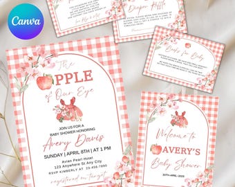 Einladung zur Apfel-Babyparty im Herbst – Apfel-Babyparty-Einladung (bearbeitbar)