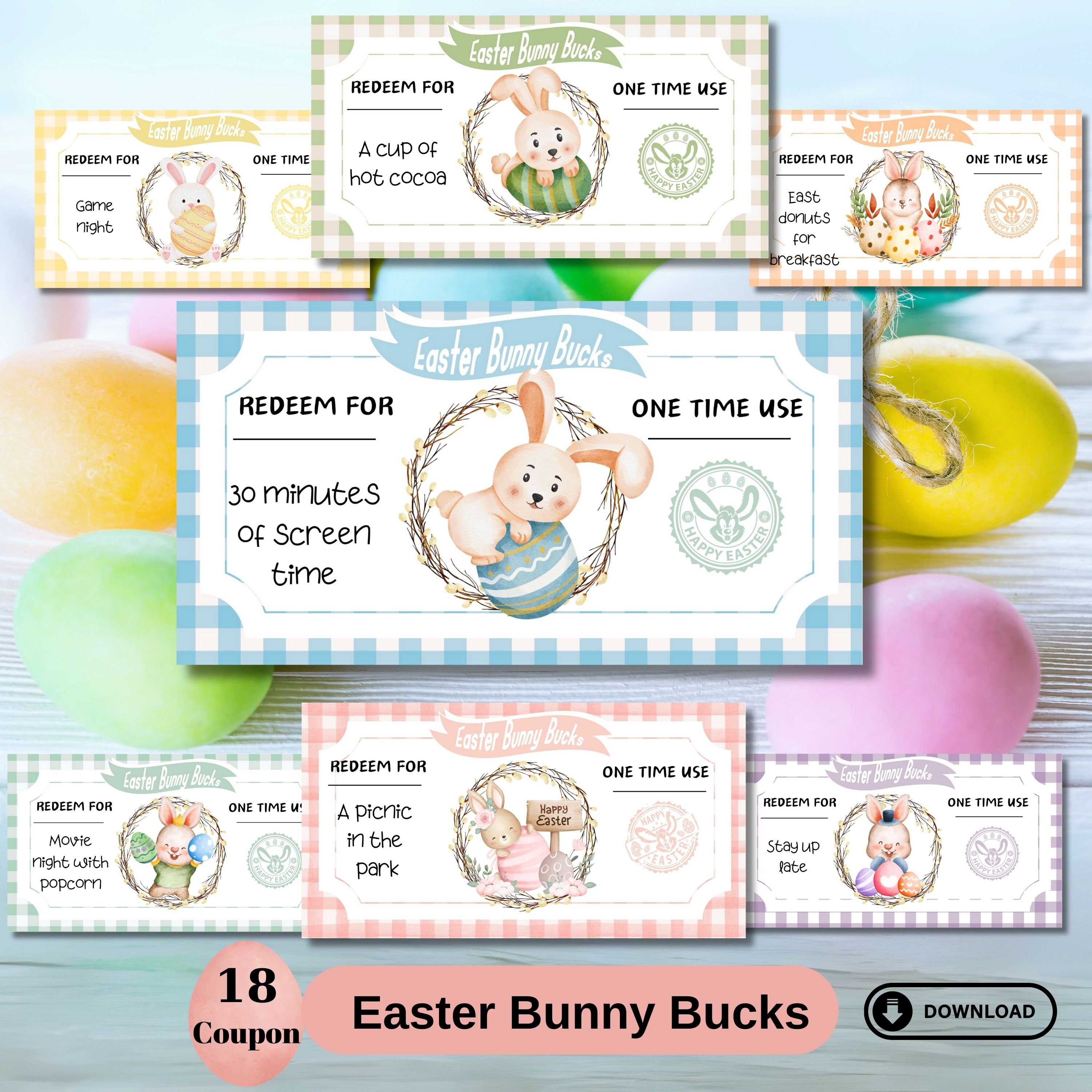 Easter Egg Coupons for Kids Easter Bunny Bucks Coupons Kids Easter Egg ...