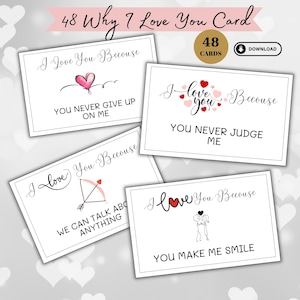 Why I Love You Cards Love Notes For Husband Valentine's Day Card Anniversary Gift Boyfriend Gift Card Love Notes For Wife Romantic Note Card