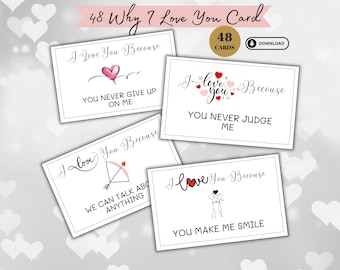 Why I Love You Cards Love Notes For Husband Valentine's Day Card Anniversary Gift Boyfriend Gift Card Love Notes For Wife Romantic Note Card