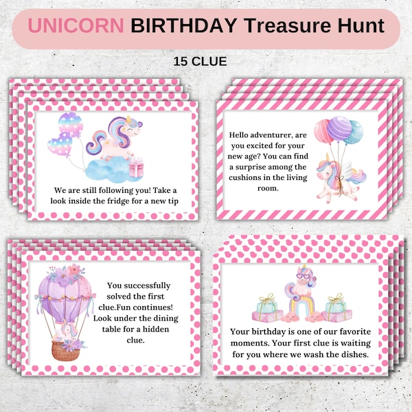 Unicorn Birthday Treasure Hunt Unicorn Birthday Scavenger Hunt Treasure hunt for kids unicorn birthday Girls Scavenger Hunt