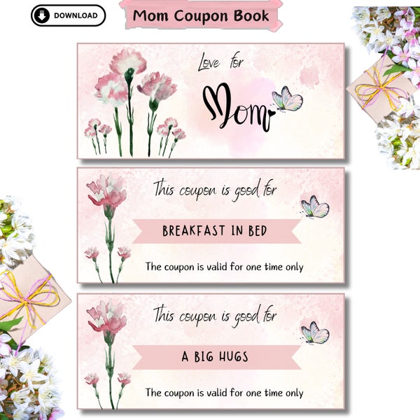 Mothers day coupon book  Coupons for mothers day Birthday coupon book for mom Gift for mom coupon book New Mom gift Coupons