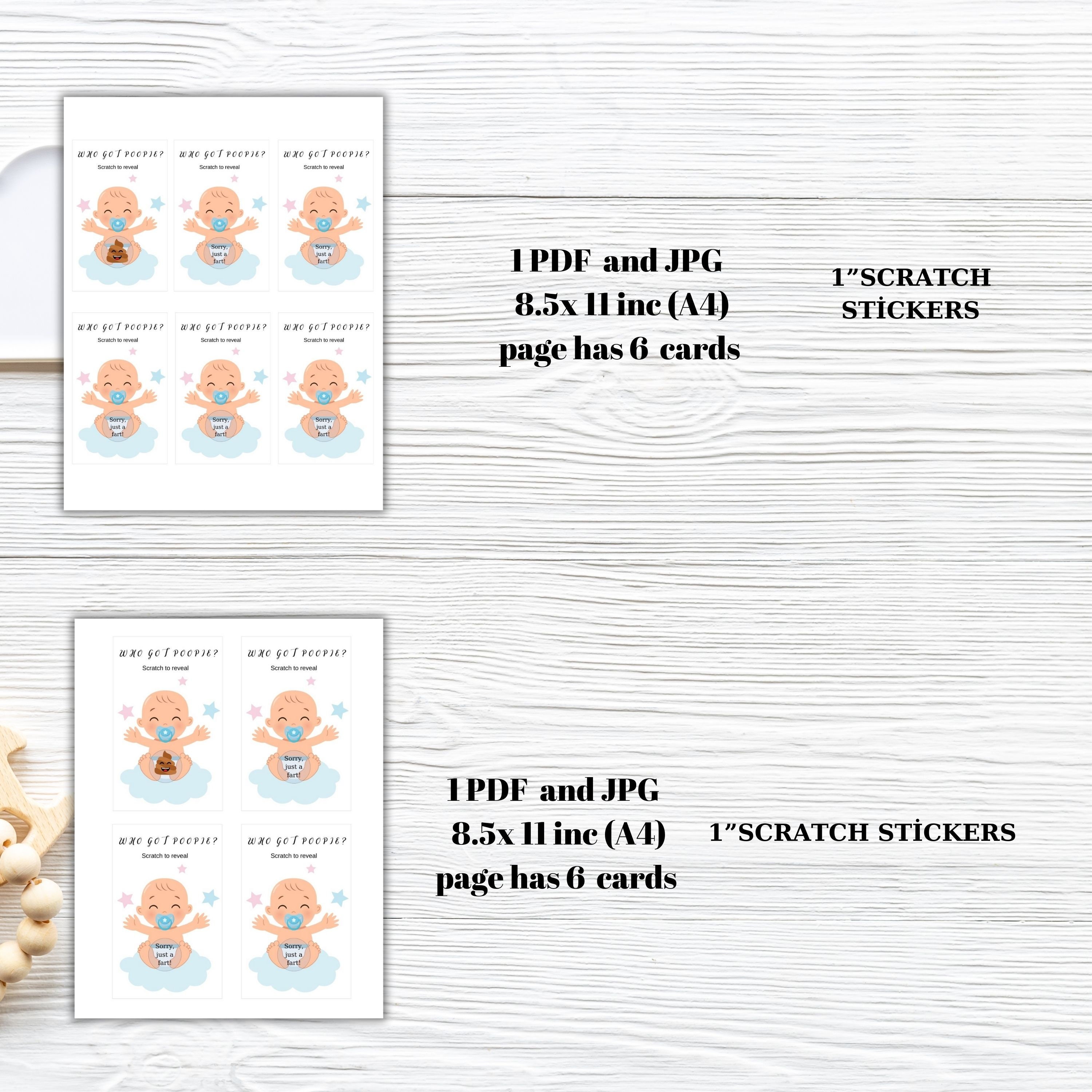 Poopie Diaper Boys Baby Shower Scratch Off Cards 1 - (30 Cards) - Baby  Shower Game Scratch Off, image size:3000x3000