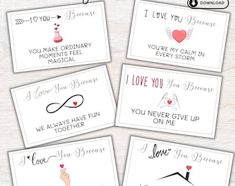 Why I Love You Cards Love Notes For Husband Valentine's Day Card Anniversary Gift Boyfriend Gift Card Love Notes For Wife Romantic Note Card