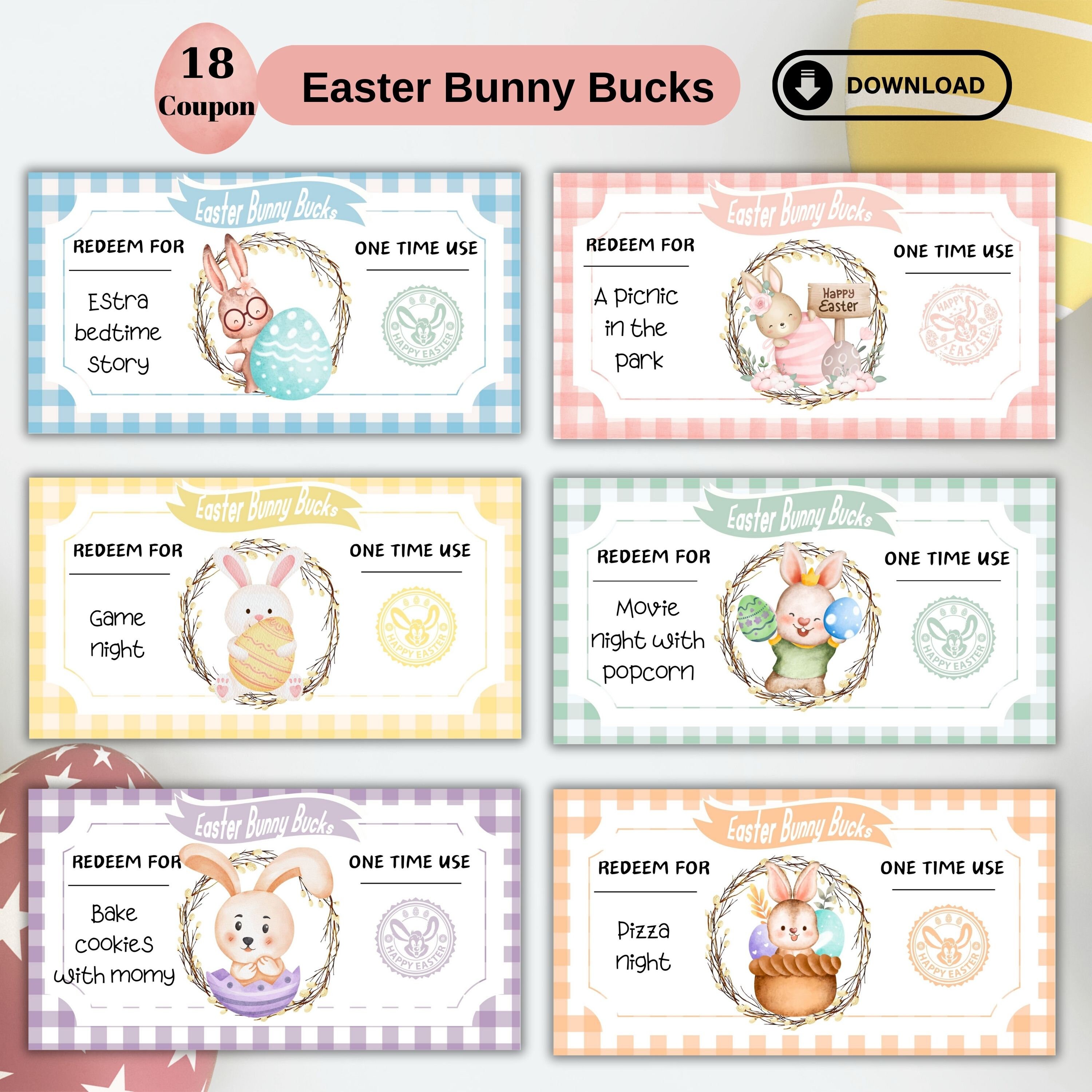 Easter Egg Coupons for Kids Easter Bunny Bucks Coupons Kids Easter Egg ...