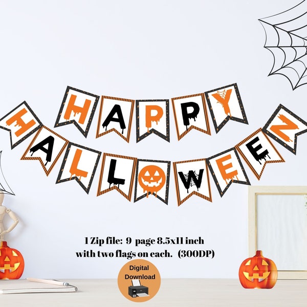 Happy Halloween Banner, halloween party sign Halloween Decorations, Halloween garland,Halloween Party Decor Digital Download