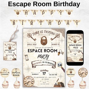 Escape room birthday party Invitation Escape Room Party Sign Escape Room for kids  Birthday party Escape Room Mystery Birthday Party