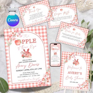 Apple Baby Shower Invitation Fall baby shower Apple of Our Eye Baby Shower Invitation Fall apple shower sing Editable