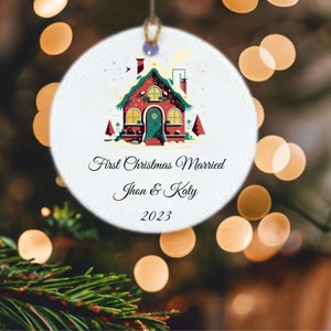 Personalized Marriage Ornament - First Christmas Married Ornament 2023