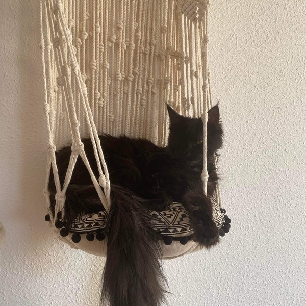 Lit hamac en macramé pour chat