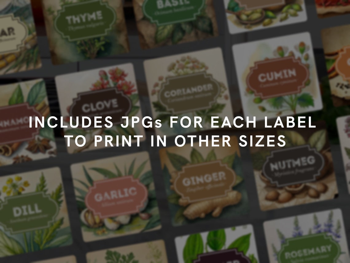 Printable Spice Labels | Vintage & Colorful Design | Instant Download ...