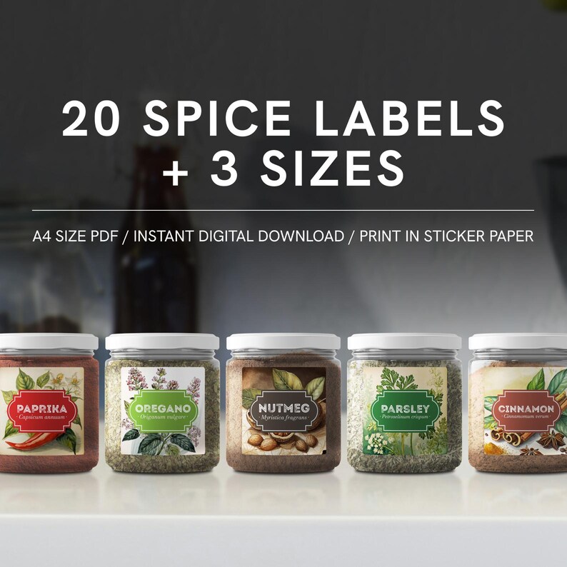 Printable Spice Labels | Vintage & Colorful Design | Instant Download ...