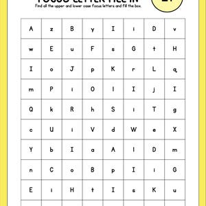 Hojas de trabajo de reconocimiento de letras mayúsculas y minúsculas / Práctica imprimible para completar el alfabeto / Actividad de aprendizaje lúdica rosa para niños