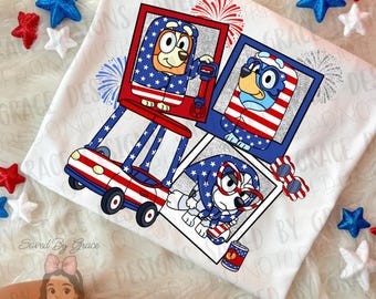 Blue Dog Fourth of July PNG digital file