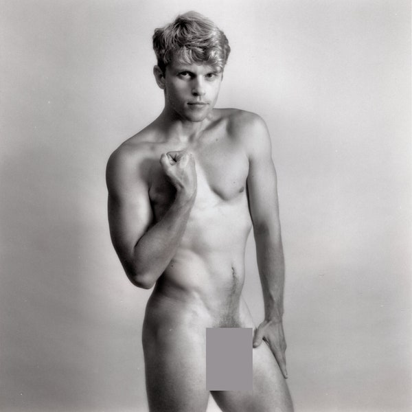 PE10-07 – Kiddo (B&W Photograph, Young Handsome Blond Male Nude Portrait) [Logo not on print] [Logo not on print]