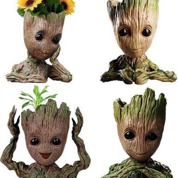 Charming Baby Groot Flower Pot & Pen Holder Set - 4 Styles in 1 | Ideal for Succulents | Unique Christmas and Birthday Gift