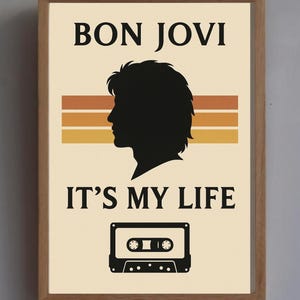 Bon Jovi – It’s My Life Poster – Retro Rock Wandkunst – 80er Musikästhetik – Grunge Silhouette zum Ausdrucken – A4 Digital Download