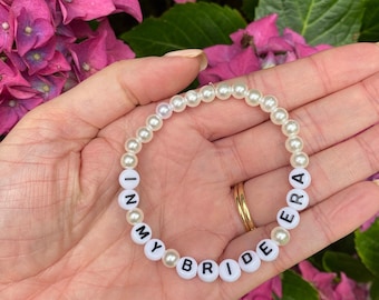 Personalized In My Bride Era Beaded Bride Bracelet: Custom Name, Hen Party Favor