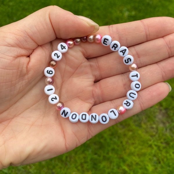 Taylor Swift Eras Tour Bracelet:Custom Beaded Handcrafted Jewellery.Swiftie Friendship London, Edinburgh, Liverpool, Cardiff location & Date