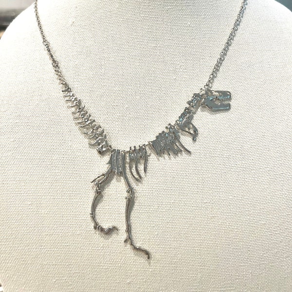 Dinosaur Necklace, Jurassic Park Necklace, T-rex Necklace, Prop Necklace, Handmade Jewelry, Skeletal Dinosaur