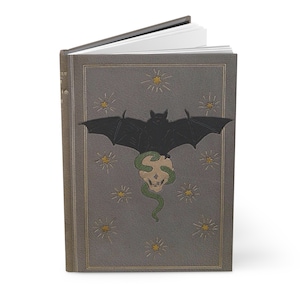 New, Ruled Hardcover Journal with Antique/Vintage-inspired Book Cover Design - "Das unheimliche Buch" (1914) - Bat & Skull w/ Snake