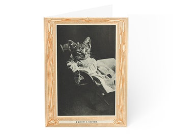 Vintage Funny Cat Greeting Card: 'I Have a Secret' Design