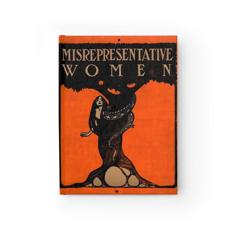 Feministisches Hardcover-Tagebuch: Antike Vintage Orange & Schwarz Eve/Eden Buchumschlag Reproduktion - Baumhexe - Unliniert Bild 1