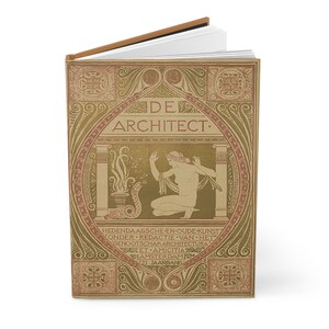 New, Ruled Hardcover Journal with Antique/Vintage-inspired Book Cover Design - "Architecture and Friendship" (1913) - Figure w/ Snake