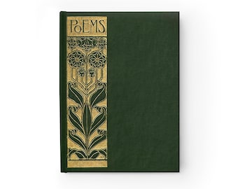 Jugendstil Hardcover Poesie Journal: Alfred Noyes "Poems" Antike Vintage Buchumschlag Reproduktion - Unliniert