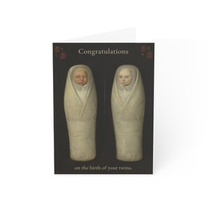 Baby/Congratulations Greeting Card - Twins - 17th-century portrait - funny card