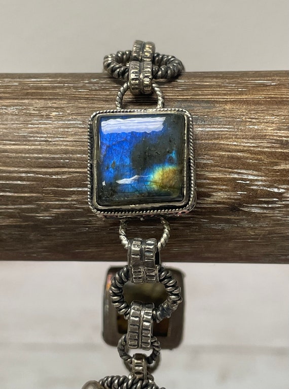 Stunning Vintage Sterling & Labradorite Bracelet 4