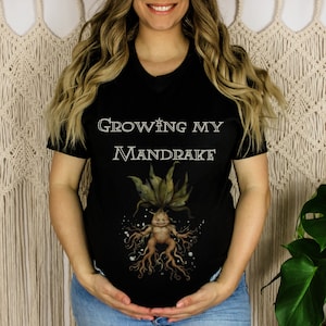 Koszulka ciążowa Potter Rosnąca Mandragora Koszulka ciążowa Prezent na baby shower Prezenty Herbologia Vintage Oversized Cottagecore Universal Studios