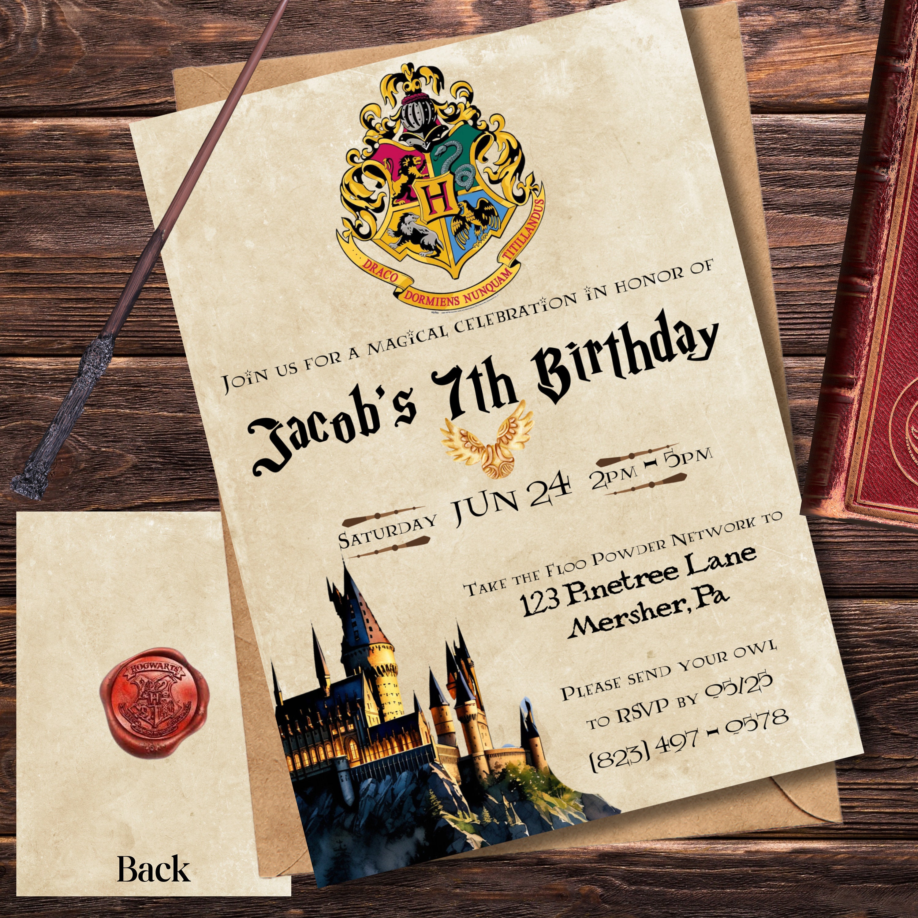 Hogwarts Harry Potter Birthday Party Invites Harry Potter Birthday
