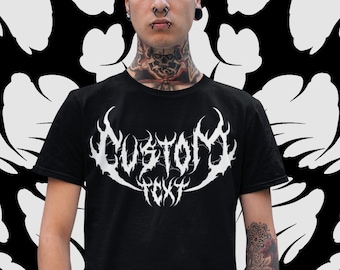 Custom Text Dark Heavy Metal Lettering Unisex T-Shirt | Custom | Metal Fan Gift | Custom Shirt Gift | Heavy Metal Shirt | Death Metal Gift