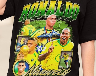 vintage nike R9 Ronaldo TシャツXL ロナウド　ブラジル Vintage 90s Black Nike R9 Ronaldo Nazario Striker T-Shirt