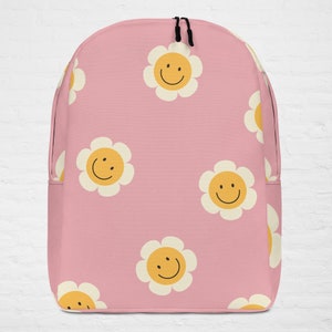 Floral Smiley Laptop School Backpack Back to School Large inner pocket backpack