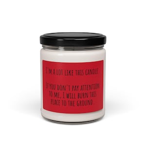 funny candle | pay attention | sarcastic soy candle 9oz | gag gift for friends coworkers | humor home decor | 50-60 hour burn